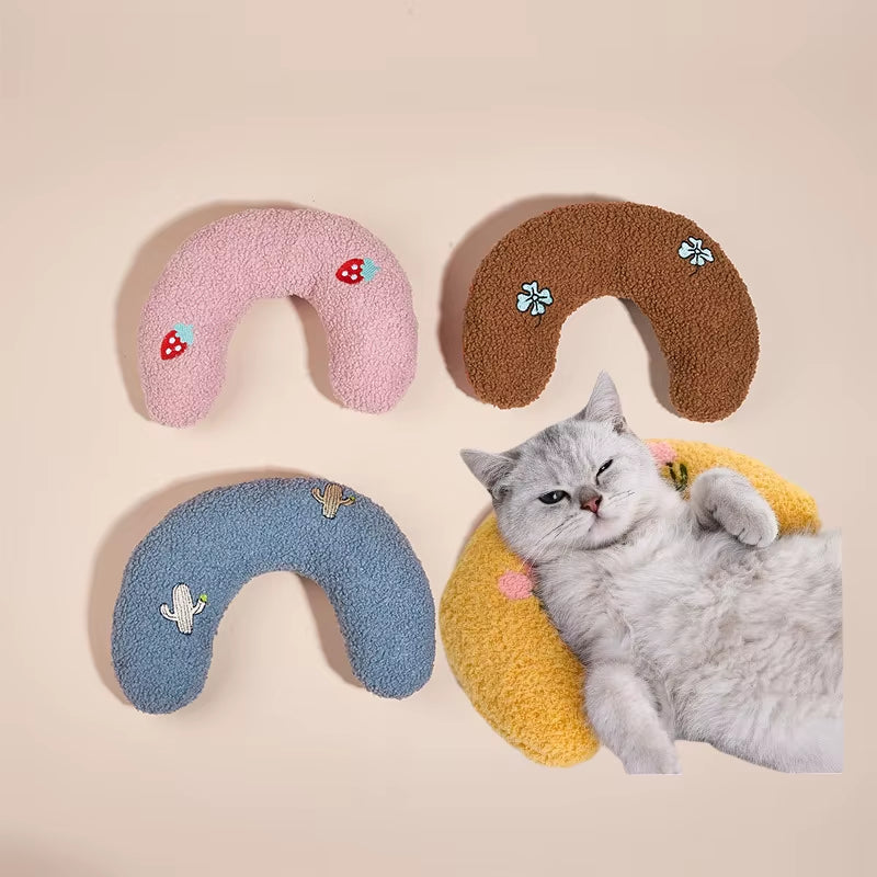 2022 New Cat Dog Pet Winter Pillow Sleep U-Shaped Throw Pillow, Comfortable Sleep Aid Cervical Spine Pet Supplies Cat Toy
